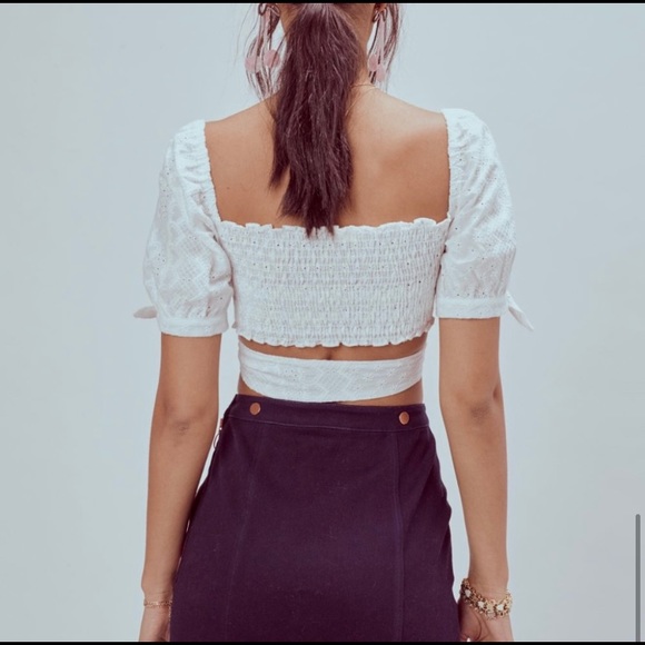 For Love and Lemons Charlotte Eyelet Wrap Top - Picture 3 of 4